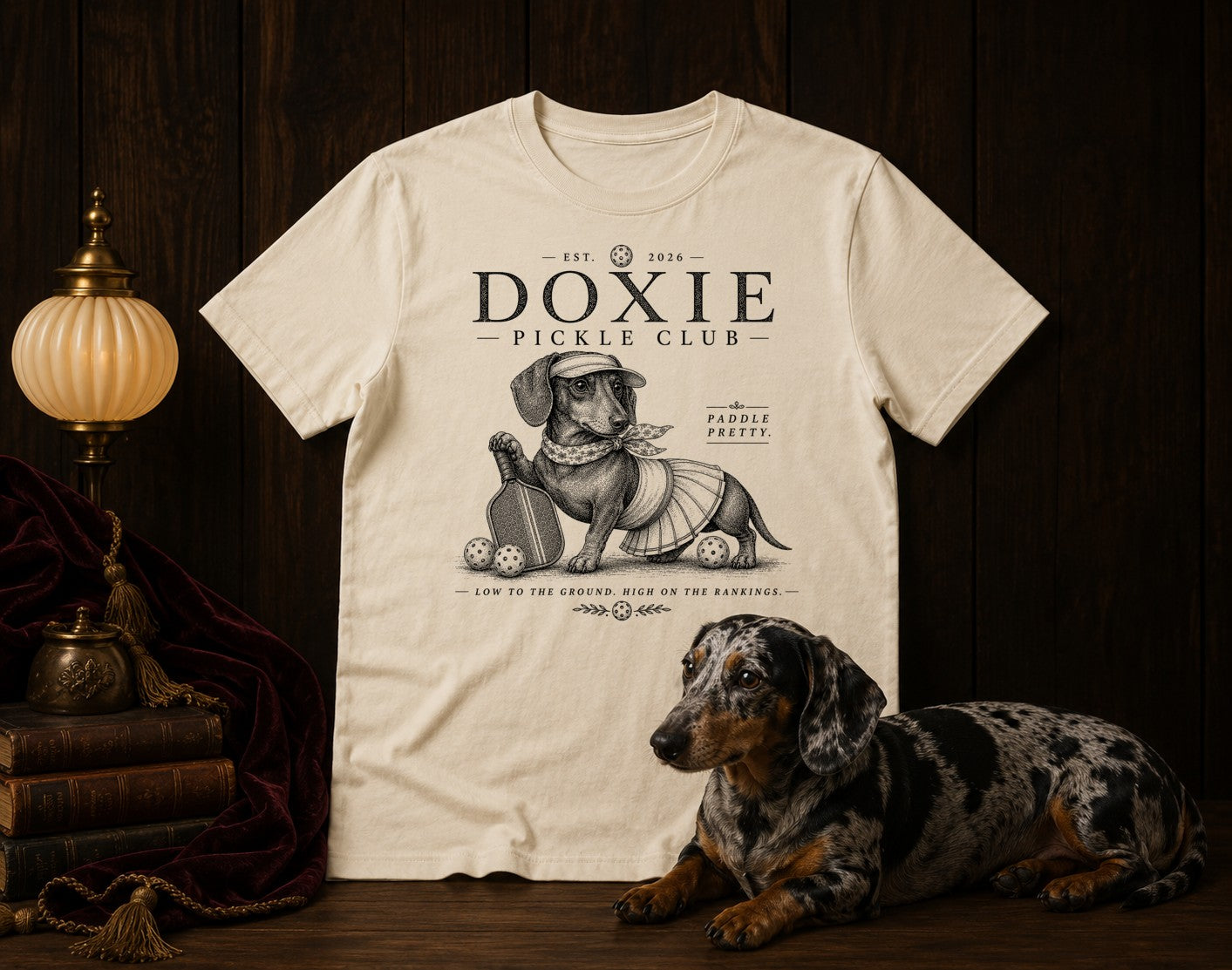 Doxie Pickle Club tee styled