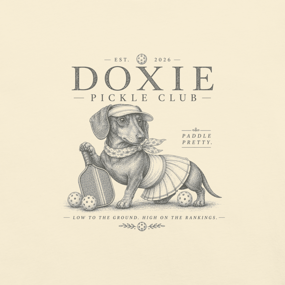 Doxie Pickle Club Tee Paddle Pretty - zoomed design